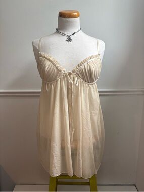 Unbranded Cream Ruffle-Trim Camisole Slip